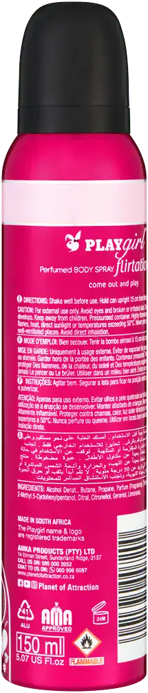 Playgirl Flirtatious Perfumed Body Spray 150ml