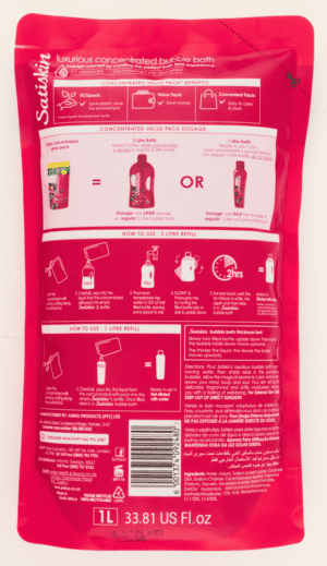 image-0 Satiskin Blissful Berry Fantasy Concentrated Bubble Bath Refill 1L