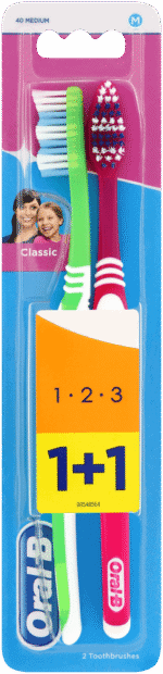 Oral-b Classic Medium Toothbrush 2pk