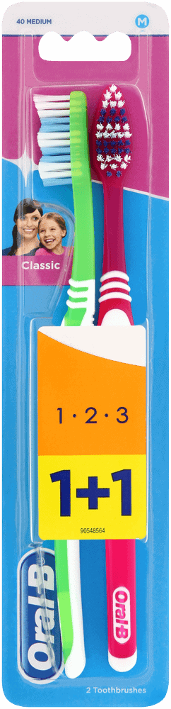 Oral-b Classic Medium Toothbrush 2pk