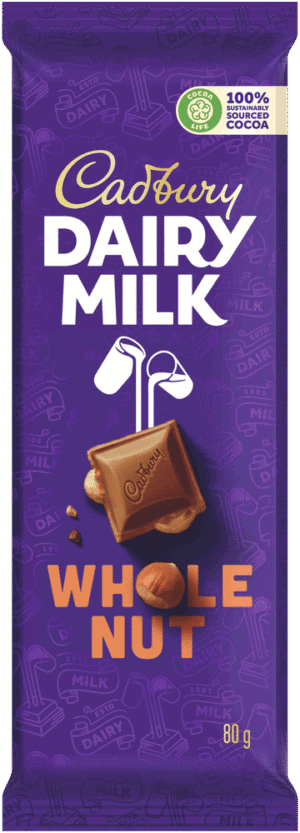 Cadbury Dairy Milk Whole Nut Milk Chocolate Slab 80g