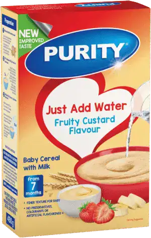 Purity From 7 Months Fruity Custard Flavour Baby Cereal with Milk 450g