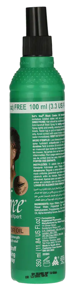 Sofnfree Black Castor Oil Anti-Dandruff Moisturising Braid Spray 350ml