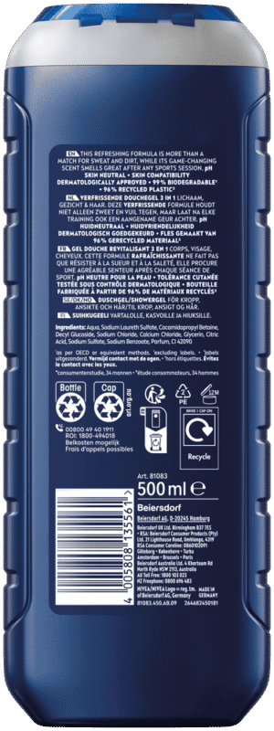 Nivea MEN Sport 3-in-1 Shower Gel 500ml