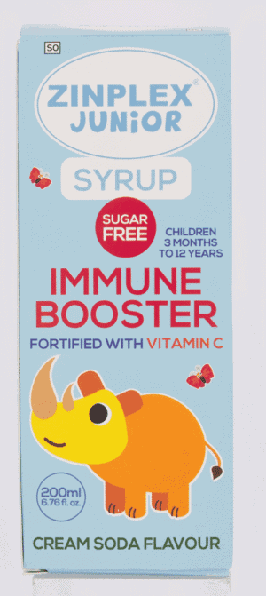 Zinplex Junior Cream Soda Flavour Sugar Free Immune Booster Syrup 200ml