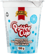 First Choice Power Cup Coconut Flavoured Medium Fat Dairy Snack 150g