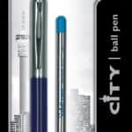 Scripto Prime City Black Medium Ball Pen with Blue Refill 2pc
