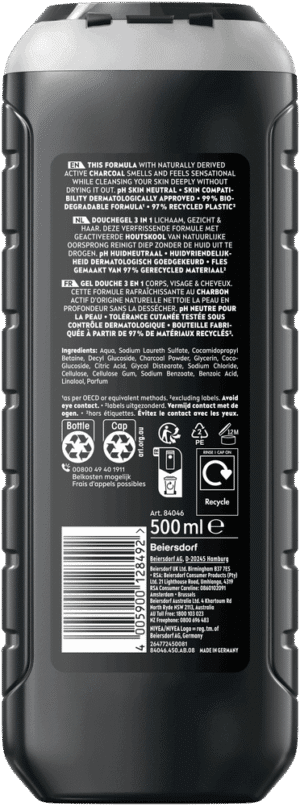 Nivea MEN Active Clean 3-In-1 Shower Gel 500ml