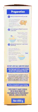 Purity From 7 Months Fruity Custard Flavour Baby Cereal with Milk 450g