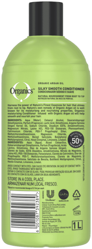 Organics Silky Smooth Argan Oil Hair Smoothing Conditioner 1000ml