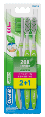 Oral-b UltraThin Extra Soft Green Sensitive Toothbrush 3pk