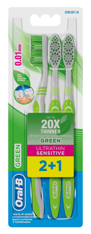 Oral-b UltraThin Extra Soft Green Sensitive Toothbrush 3pk