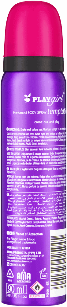 Playgirl Temptation Perfumed Body Spray 90ml