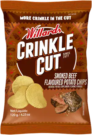 Willards Crinkle Cut Smoked Beef Flavoured Potato Chips 120g