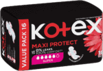 Kotex Maxi Protect Super Sanitary Pads with Wings 16pk