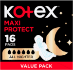 Kotex Maxi Protect All Nighter Sanitary Pads with Wings 16pk