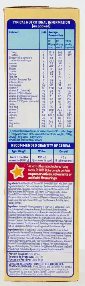 Purity From 8 Months Apple Yoghurt Flavour Baby Cereal with Milk 200g