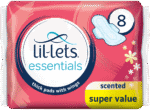 Lil-lets Essentials Scented Thick Pads with Wings 8pk