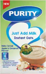 Purity From 6 Months Apple & Cinnamon Flavoured Instant Jungle Oats Baby Cereal 500g