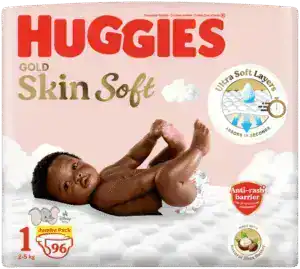 Huggies Gold Size 1 Skin Soft Disposable Nappies 96pk