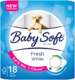 Baby Soft 2 Ply Fresh White Toilet Paper Rolls 18pk