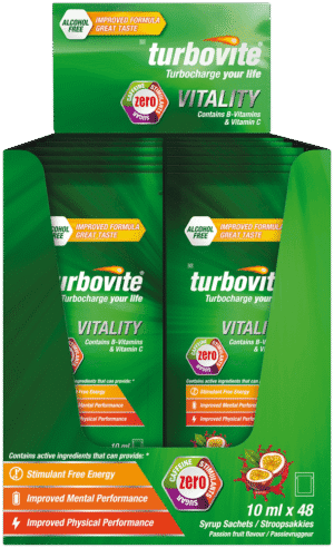 Turbovite Vitality Passion Fruit Flavour Energy Syrup Sachets 48 x 10ml