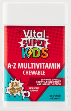 Vital Kids Multivitamin Raspberry Flavour A-Z Multivitamin Chewable Tablets 60pk