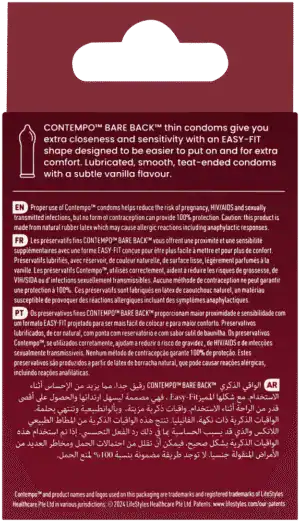 Contempo Bareback Ultra Thin Ultra Thin Premium Latex Condoms 3pk