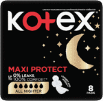 Kotex Maxi Protect All Nighter Sanitary Pads with Wings 8pk