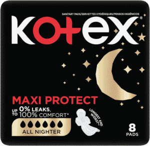 Kotex Maxi Protect All Nighter Sanitary Pads with Wings 8pk