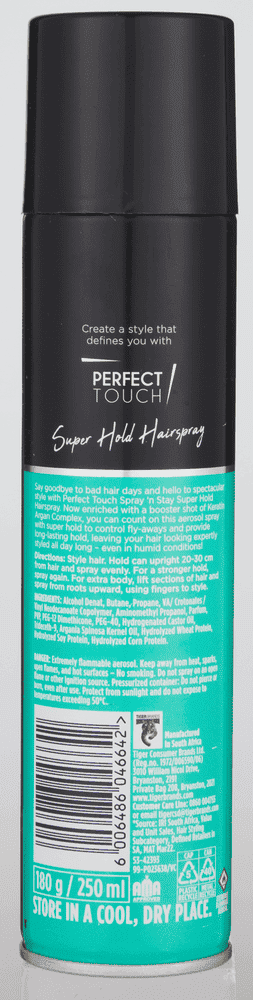 Perfect Touch Spray 'n Stay Super Hold Hairspray 250ml