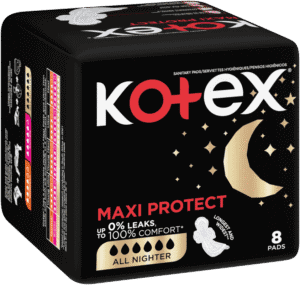 Kotex Maxi Protect All Nighter Sanitary Pads with Wings 8pk