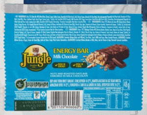 JUNGLE ENERGY BAR MILK CHOC 48G