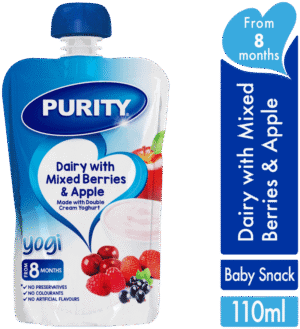Purity From 8 Months Dairy With Mixed Berries & Apple Yogi 110ml