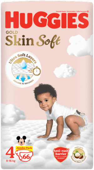 Huggies Gold Size 4 Skin Soft Disposable Nappies 66pk
