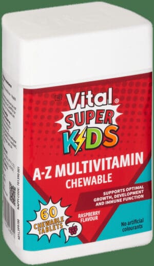Vital Kids Multivitamin Raspberry Flavour A-Z Multivitamin Chewable Tablets 60pk