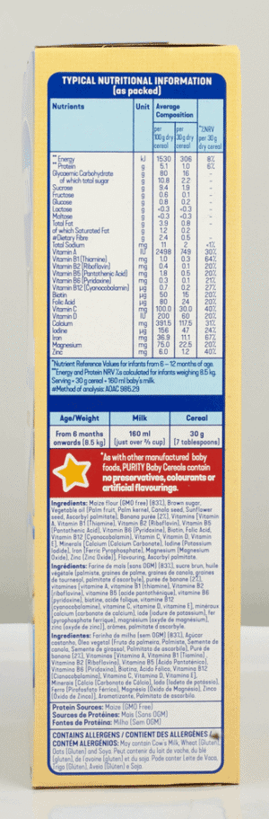 Purity From 6 Months Banana Baby Cereal 450g