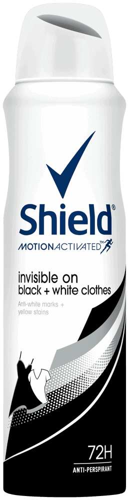 image-0 Shield Women Invisible Black and White Antiperspirant Deodorant Body Spray 150ml