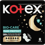 Kotex Bio-Care All Nighter Maxi Protect Sanitary Pads with Wings 8pk