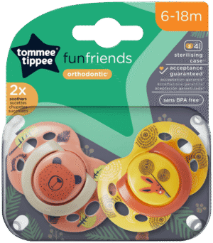 Tommee Tippee Fun Friends 6-18 Months Orthodontic Soothers 2pk