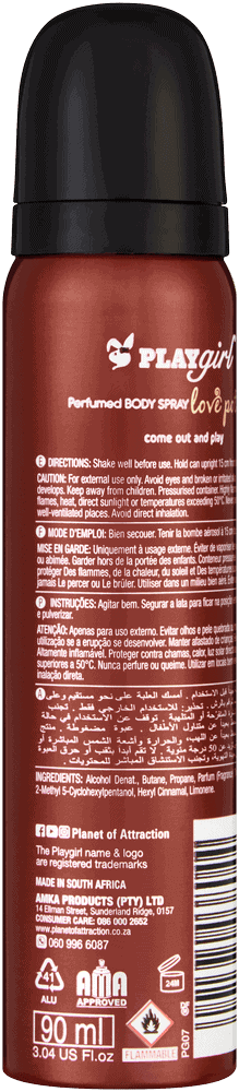 Playgirl Love Potion Deodorant 90ml
