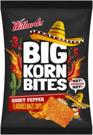 Willards Big Korn Bites Ghost Pepper Flavoured Maize Chips 50g