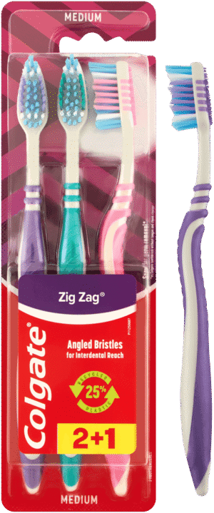 Colgate ZigZag Assorted Medium Toothbrush 3pk