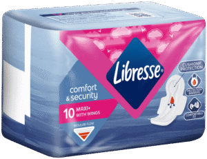 Libresse Regular Flow Comfort & Security Maxi+ Sanitary Pads with Wings 10pk