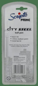 Scripto Prime Black Medium City Steel Ball Pen 1s