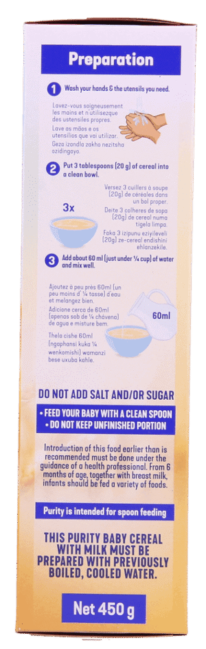Purity Banana & Yoghurt Flavour Baby Cereal with Milk 450g