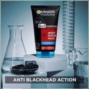 Garnier Pure Active 3-in-1 Charcoal Anti-Blackhead Face Wash 150ml