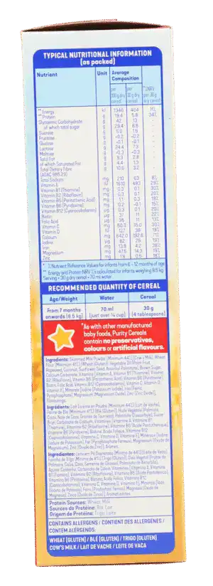 Purity From 7 Months Fruity Custard Flavour Baby Cereal with Milk 450g