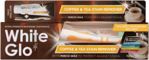 White Glo Coffee & Tea Stain Remover Toothpaste & Pro-Soft Toothbrush 2pc