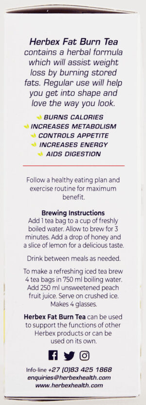 Herbex Fat Burn Honey Flavouring Herbal Tea 20pk